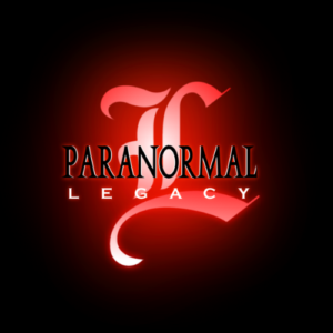 A red lit up logo for paranormal legacy